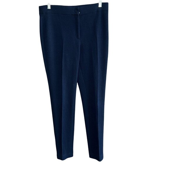 Akris Punto Navy Blue Waffle Weave Knit Straight Leg Pants Size 6 READ - Picture 12 of 13